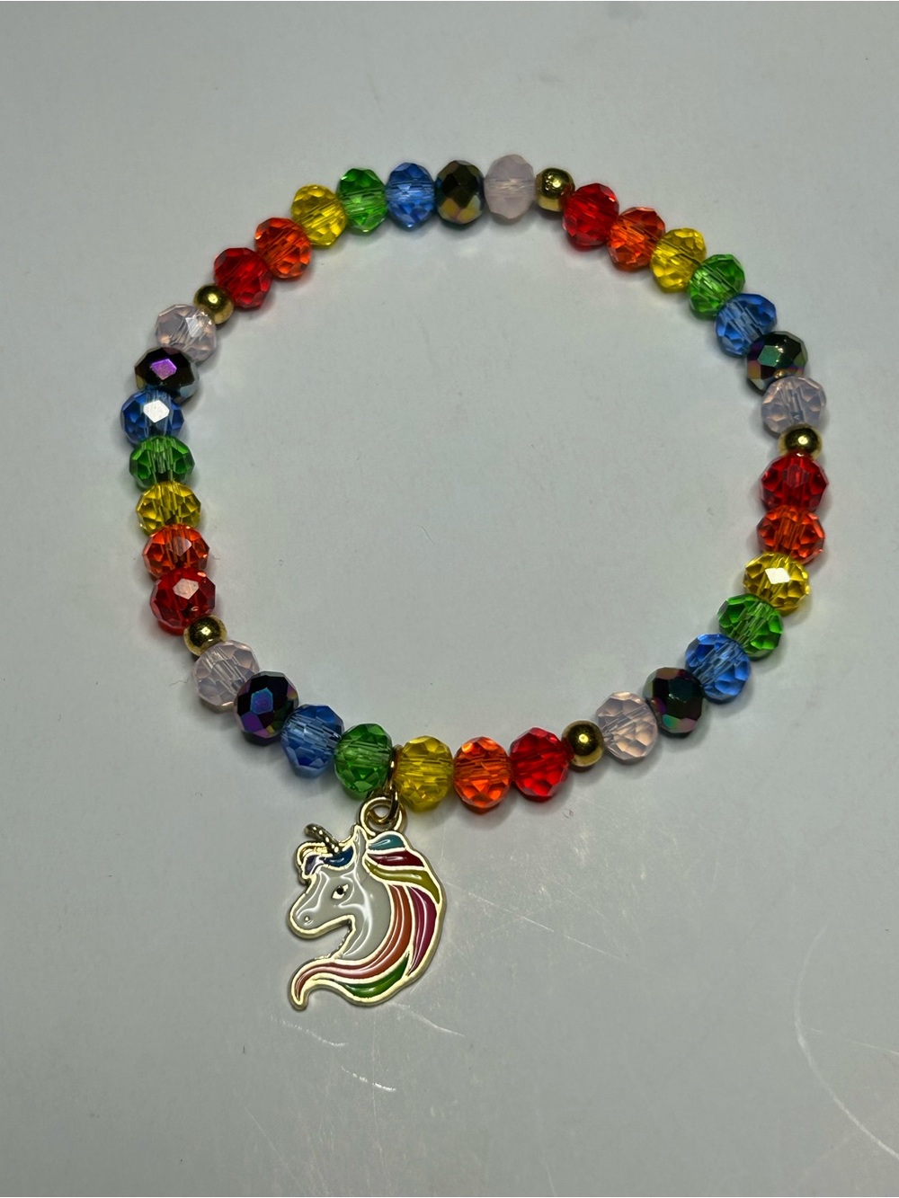 Kids Rainbow Beaded Unicorn Charm Bracelet - Multicolor